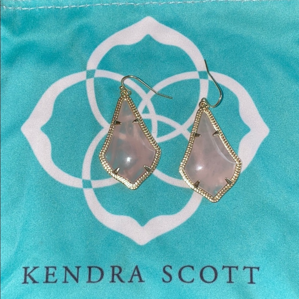 Kendra Scott Alex Gold and Rose Quartz earrings